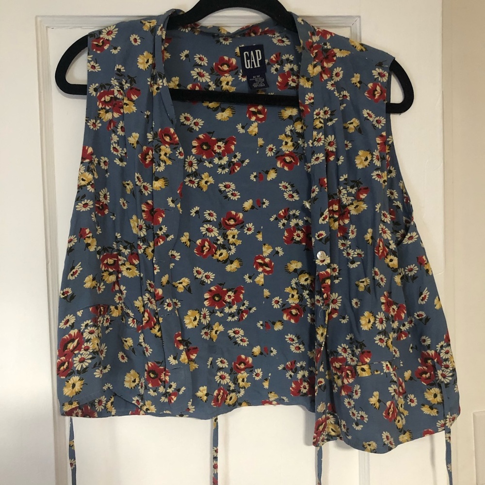 Gap Floral Light Blue Medium Vest